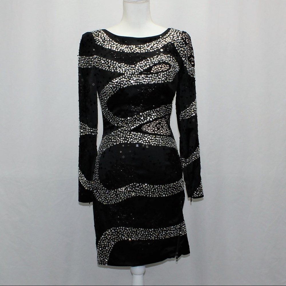 Mandalay Beaded Sequin Black Evening Formal Dress